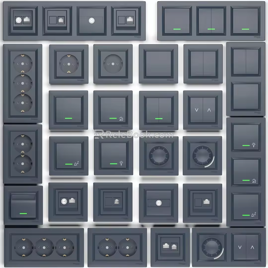 Modern switch socket combination switch panel 3d model