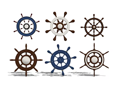 Decorative Ship Wheel Wall Decor in Blue Brown White Colors for Home Decoration 3d model