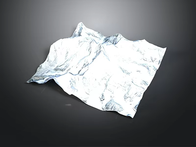 Artistic Wrinkled White Paper With Blue Texture On Black Background 3d model