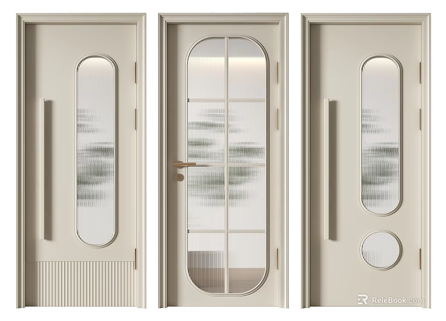 Modern Hinged Doors With Various Glass Panel Designs And Sleek Contemporary Style 3d model 