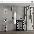Home Gym Sports Equipment With Punching Bag Boxing Gloves Dumbbells Climbing Ladder And Training Ball