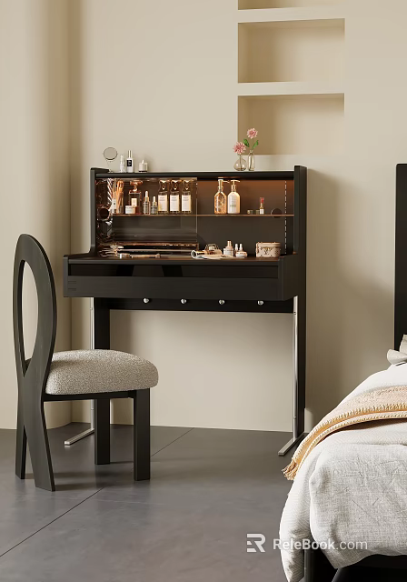 Elegant Jewelry Cabinet With Glass Door Drawers Holding Accessories And Bottles In Bedroom 3d model 