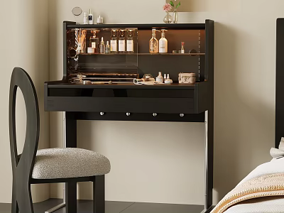 Elegant Jewelry Cabinet With Glass Door Drawers Holding Accessories And Bottles In Bedroom 3d model