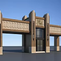European-style gate, gate, school gate, sentry box 3d model