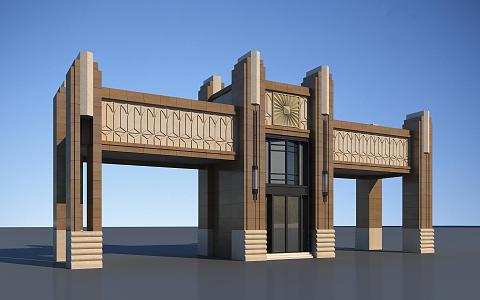 European-style gate, gate, school gate, sentry box 3d model