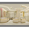 Diamonds Jewelry City Luxury Storefront With Golden Decor And Jewelry Showcases