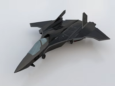 Sleek Black Modern Fighter Jet With Aerodynamic Design And Transparent Cockpit 3d model