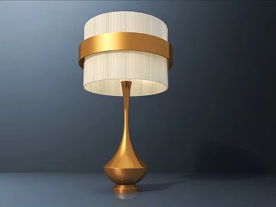 Elegant Modern Table Lamp With Gold Base White Shade And Accent Ring 3d model