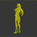 3D Render Of Blue Haired Girl Wearing Blue Outfit And Black Shorts With Blue Sword