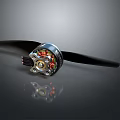 High Performance Drone Motor With Silver Housing Black Propeller Blade And Colored Parts
