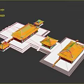 Traditional Chinese Palace Architecture With Yellow Roofs Red Bases And Symmetrical Layout