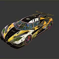Sleek Racing Car With Colorful Livery And Aerodynamic Rear Spoiler Design