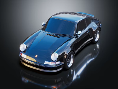 Classic Blue Sports Car With Sleek Design Shiny Exterior And Silver Wheels 3d model
