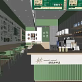 Traditional Taste Healthy Drinks Milk Tea Shop With Modern Green Interior Counter