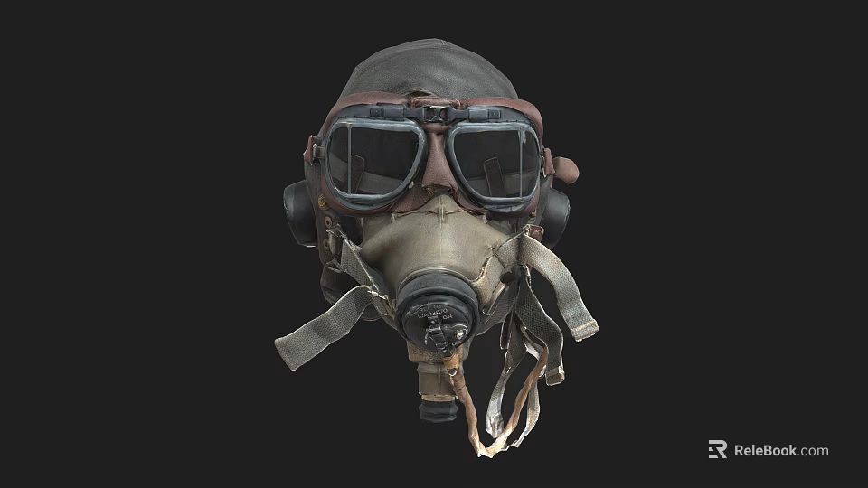 Industrial Equipment Gas Mask With Protective Goggles Breathing Valve And Straps 3d model 