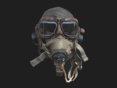 Industrial Equipment Gas Mask With Protective Goggles Breathing Valve And Straps 3d model