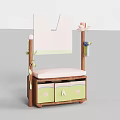 Shoe Bench with Pink Cushion Floral Pattern Drawers Mirror and Shelf Flower Pen Holder