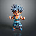 Decorative Anime Character Figurine With Blue Hair Red Belt Standing Pose For Home Decoration