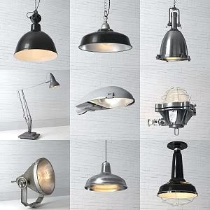 Vintage vintage chandelier lamp wall lamp vintage table lamp searchlight 3d model