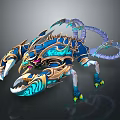 Fantasy Scorpion With Blue And Gold Glowing Decorative Armored Design