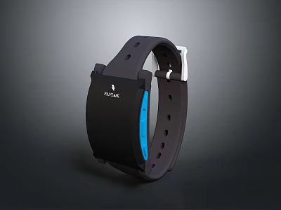 Stylish Fitbit Smartwatch Fashion Accessory With Black Strap And Blue Accents Design 3d model