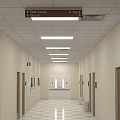 Hospital Lobby Interior With Visitor Information Desk Clock Display Rack And Seats