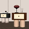 Modern Bedside Table Simple Elephant Leg Bedside Table Side Corner Combination Art Ornaments 3d model