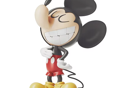 Mickey Mouse Doll With Funny Smiling Face Big Nose Red Shorts And Yellow Shoes 3d model
