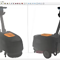 Modern Daily Use Floor Scrubbers With Gray Yellow Design And Movable Wheels