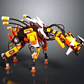 Mechanical Robot Character With Yellow White Creature Design And Multiple Legs Antenna Structures 3d model