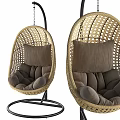 Cozy Rattan Woven Hanging Leisure Chair With Brown Comfortable Cushions