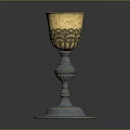 Elegant Metal Goblet With Golden Body Silver Base And Intricate Floral Carvings