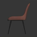 Red Leather Leisure Chair With Vertical Stitching And Black Metal Legs In Modern Design