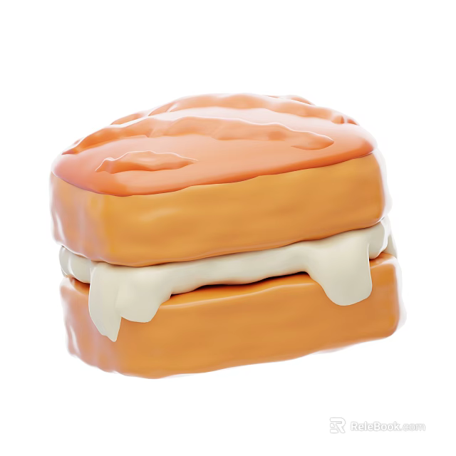 Delicious Orange Bread Sandwich With Melted Cheese And Soft Layers 3d model