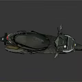 Modern Dark Colored Scooter Motorcycle With Sleek Gold Wheels Design