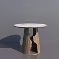 Stylish Round Marble Top Dining Table With Modern Wooden Legs Design
