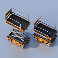 Orange Mobile Scissor Lift Platform With Hydraulic Lifting System And Guardrail