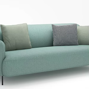Minimalist Italian Three-Seat Sofa Iron Leg Fabric Soft Bag Sofa House Silent Style Living Room Single Product Fat Dundun 3d model