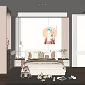 Modern Kids Room Interior With Soft Beige Pink Bed Stuffed Toys And Decorative Rug