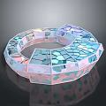 Circular Transparent Structure With Colorful Mosaic Panels And Black Background Reflection 3d model