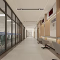 Hospital Outpatient Clinic Lobby With Guidance Desk And Exam Rooms