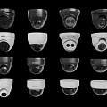 Various Security Surveillance Cameras With Different Black And White Design Options 3d model