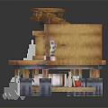 Wooden Workbench And Shelf Furniture Displaying Colorful Blocks Small Models Animal Figures