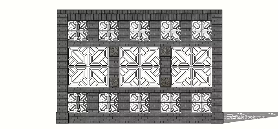 Modern Feature Wall Design With Geometric Tile Patterns And Symmetric Arrangement 3d model 