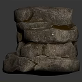 Stacked Natural Stone Pieces With Rough Textured Surface And Gray Color