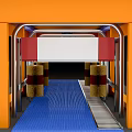 Orange Exterior 4S Car Dealership With Glass Doors Car Wash Equipment And Vehicle