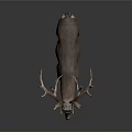Realistic Deer with Large Antlers and Brown Fur Standing on Dark Background