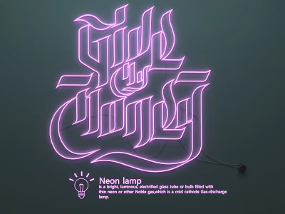 Vibrant Neon Lamp Combination With Plastic Glass Tube And Flat File Glow After Power Cut 3d model