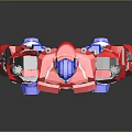 3D Rendered Robot Character With Mechanical Red Blue Design And Detailed Metallic Parts