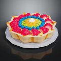 Delicious Fruit Tart Decorated with Fresh Strawberries Blueberries and Creamy Filling